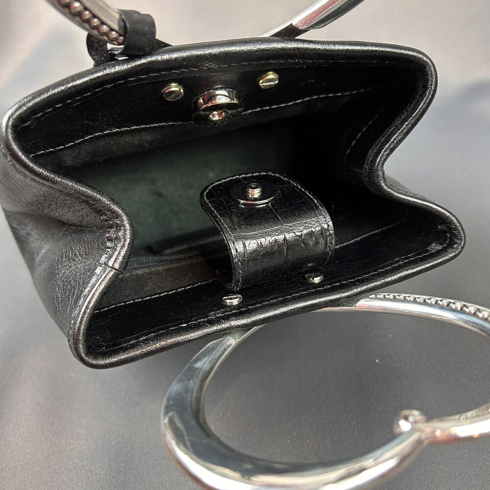 Brighton Corazon Black Embossed Leather Silver Heart Handles NEW - Picture 13 of 16